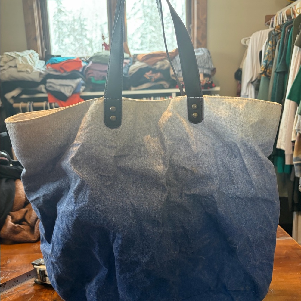 Blue and White Ombre Tote Bag